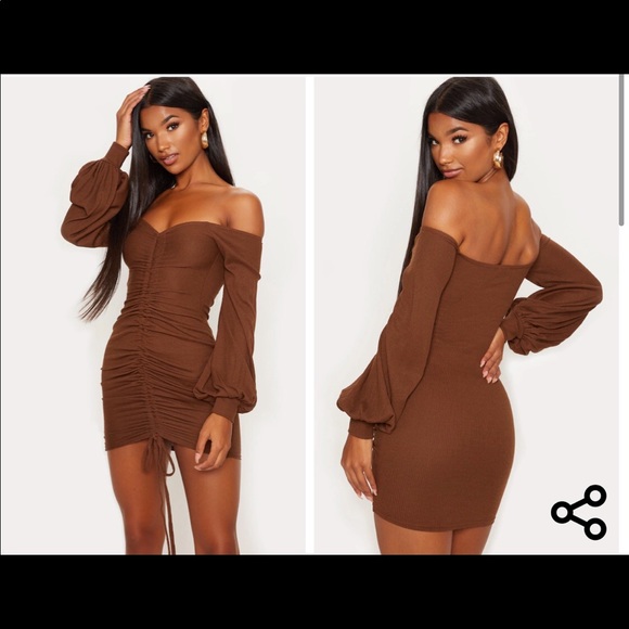 PrettyLittleThing Dresses & Skirts - Brown ruched dress